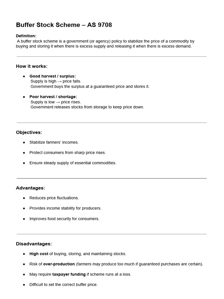 Buffer Stock Scheme Overview | PDF
