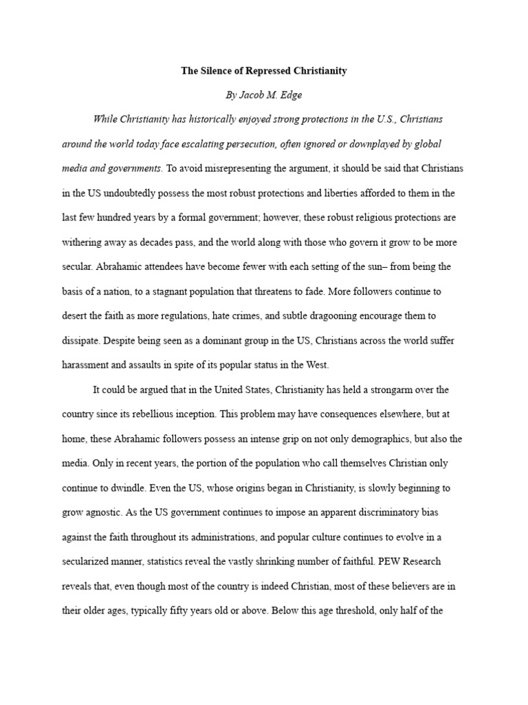 The Silence of Repressed Christianity - (Philosophy.) | PDF