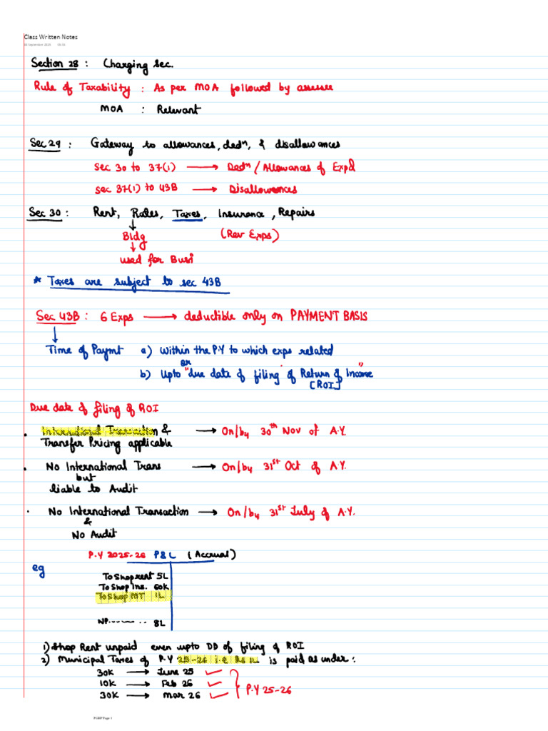 PGBP Class Written Notes 10.09.2025 | PDF
