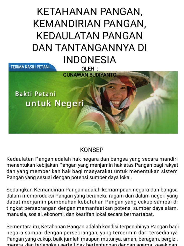 Tantangan Kedaulatan Pangan Indonesia | PDF