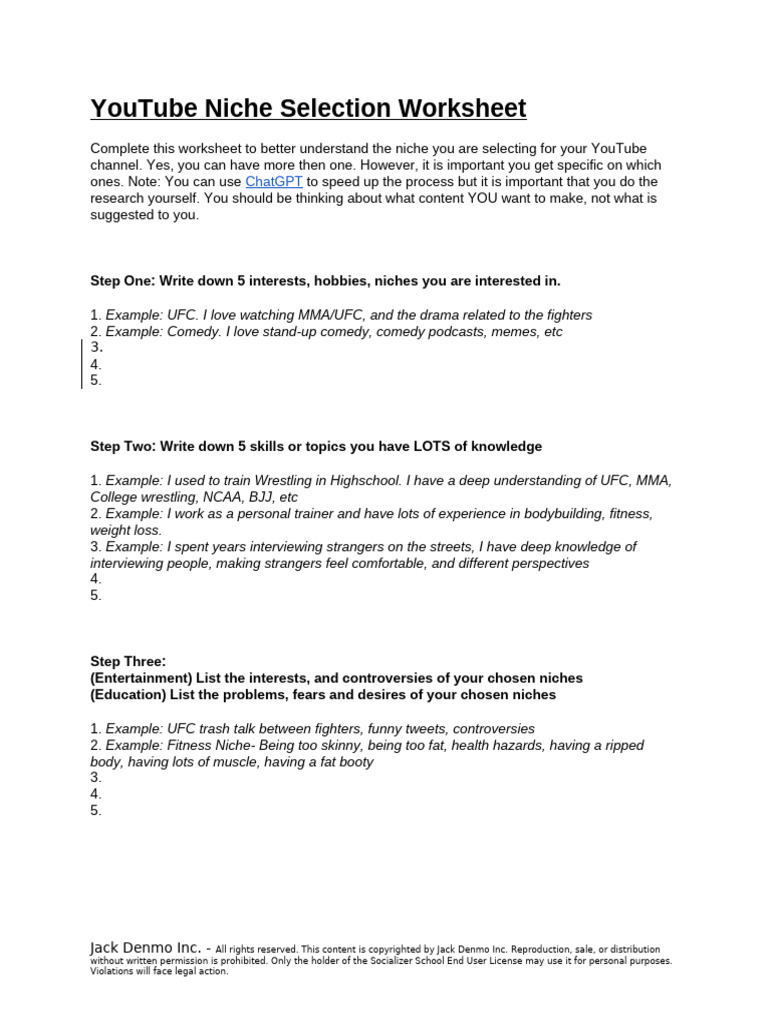 YouTube Niche Selection Guide | PDF | Copyright | You Tube
