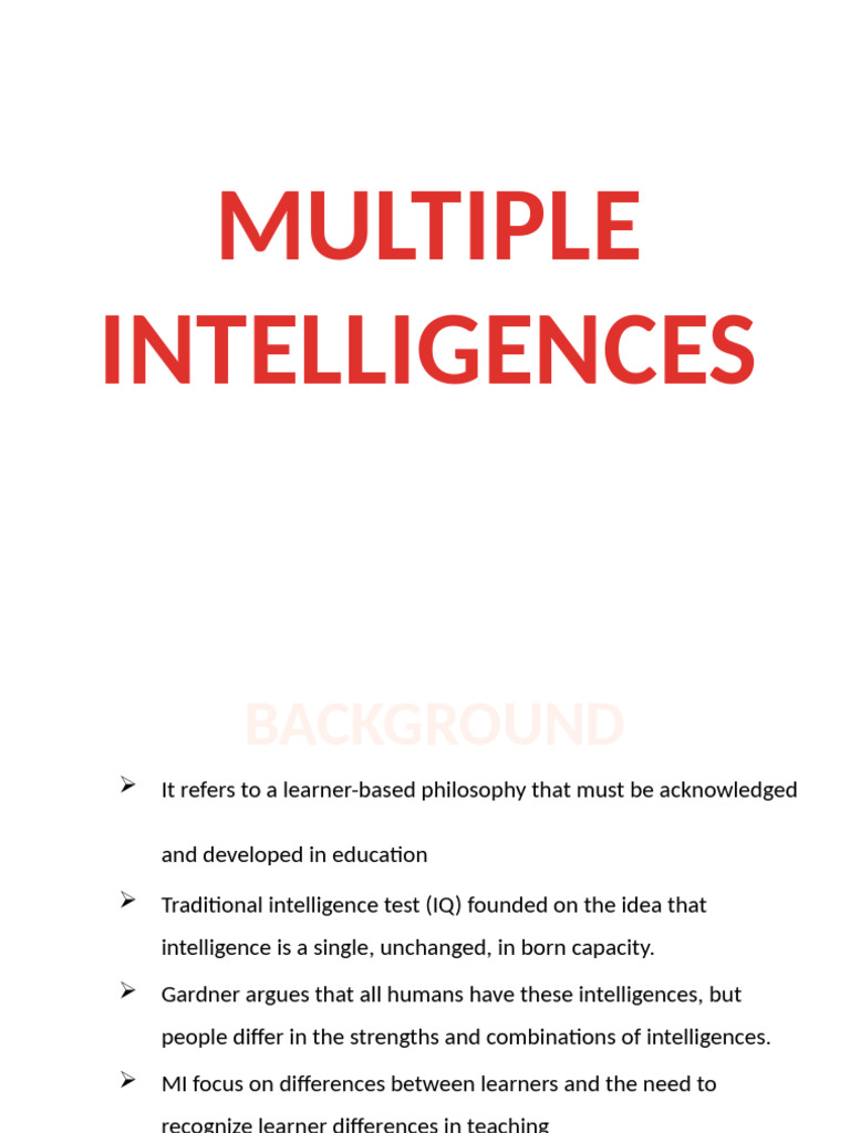 Multiple Intelligence FINAL | PDF | Intelligence | Learning