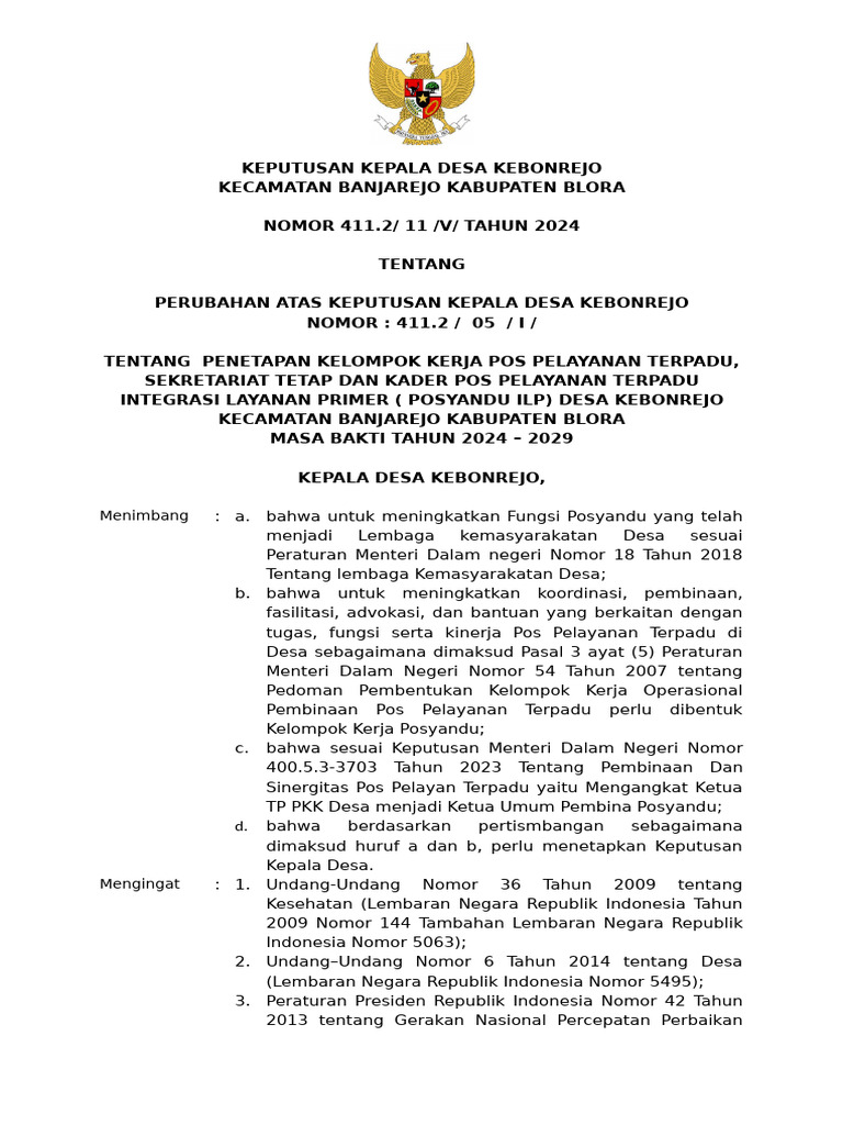 Draft SK Posyandu Ilp Fix | PDF