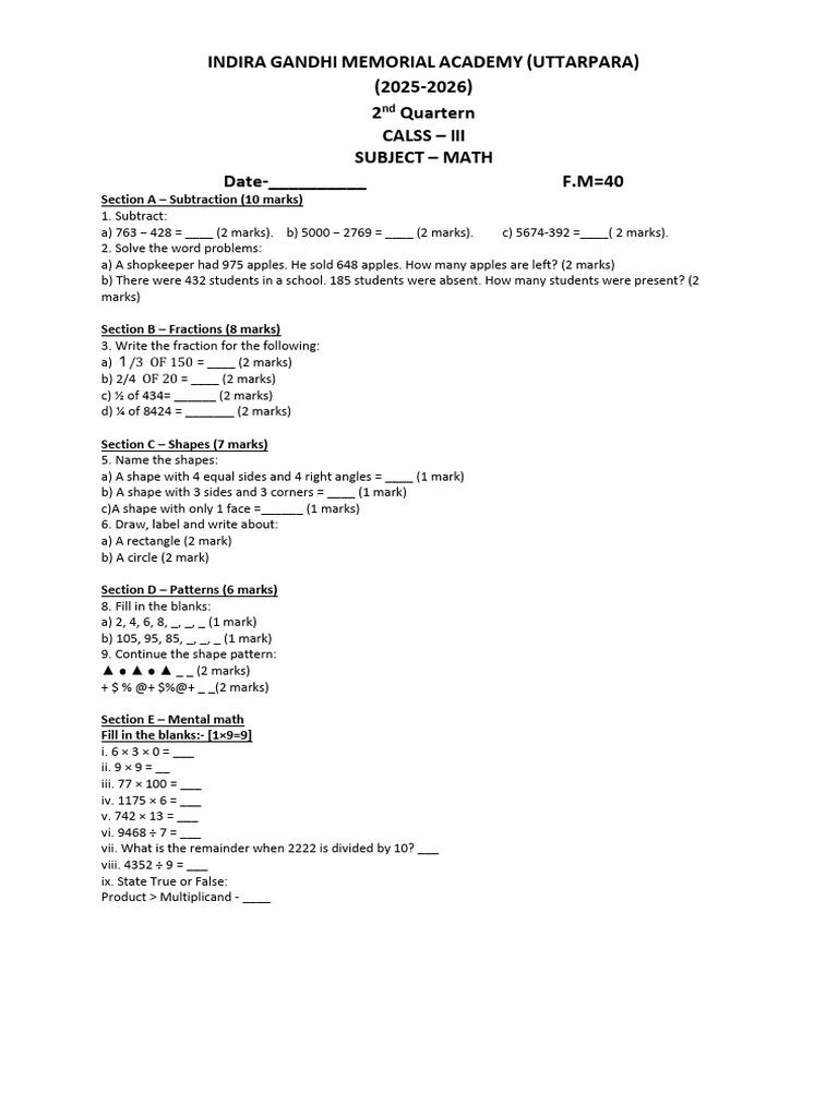 3 Math 2nd | PDF