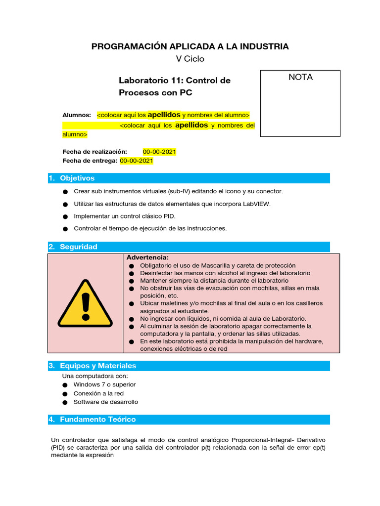 Control PID en LabVIEW para Procesos | PDF | Laboratorios | Informática