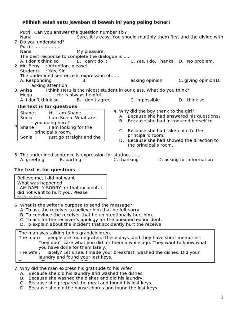 English Dialogue and Comprehension Exercises | PDF | Grape