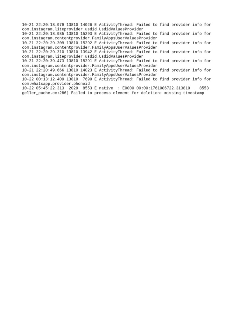 Instagram and WhatsApp Provider Errors | PDF