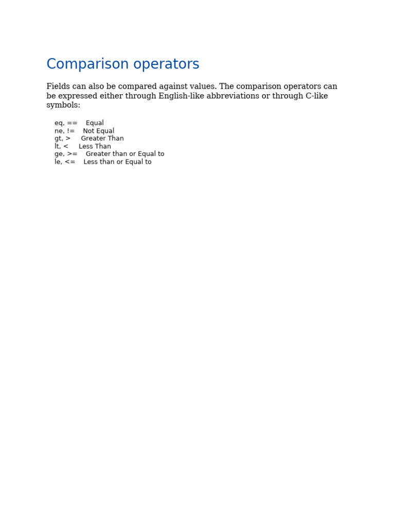 Understanding Comparison Operators | PDF