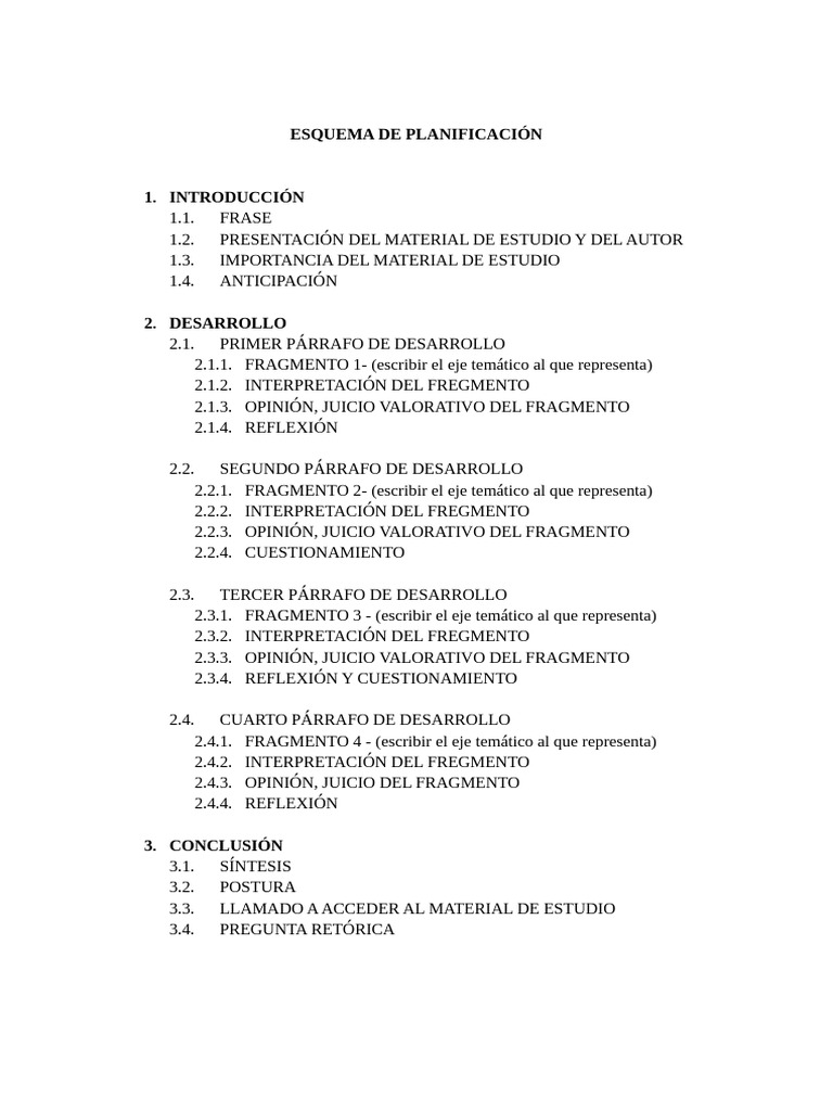 Esquema de Planificación | PDF