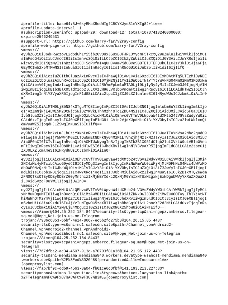 V2Ray Configuration and Proxy List | PDF