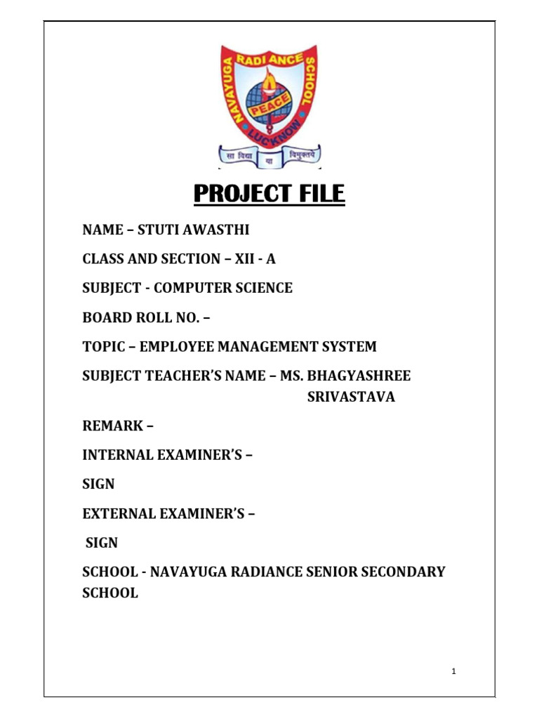 Employee Management System Project Report | PDF | Computer Program ...