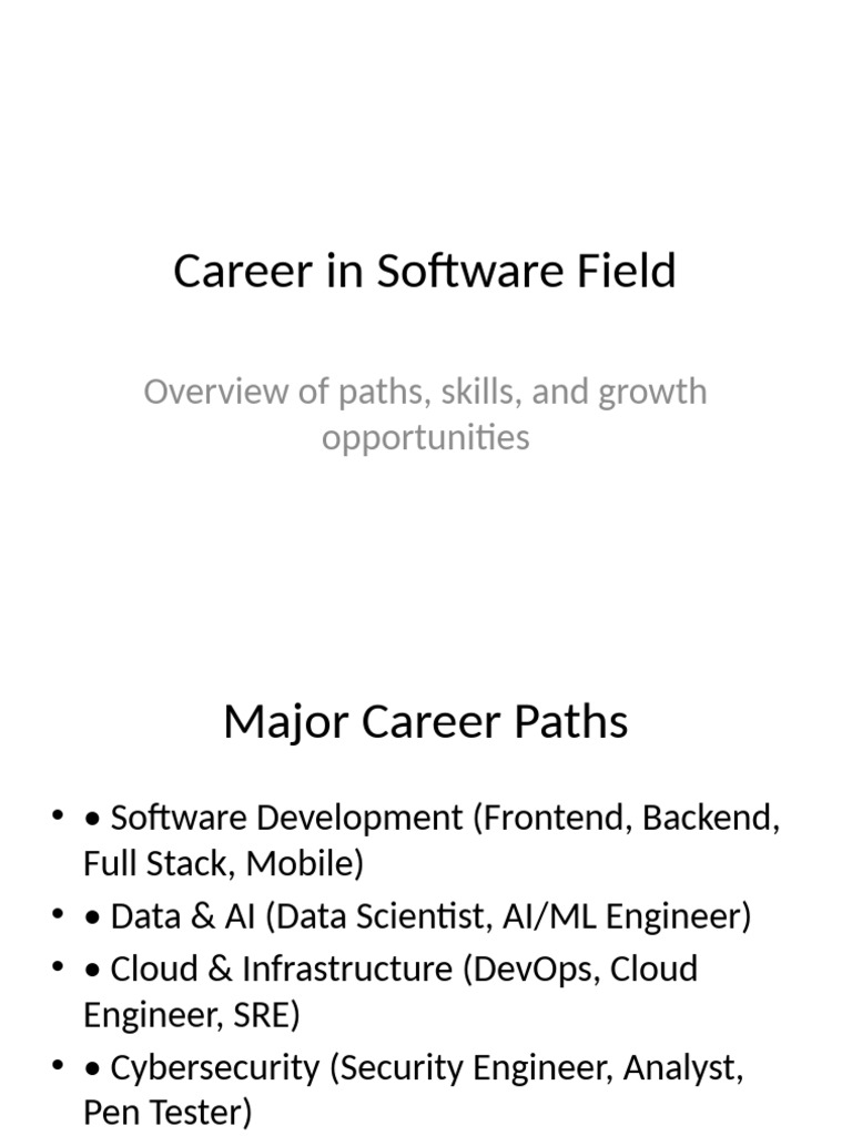 Software Career Paths and Skills Guide | PDF