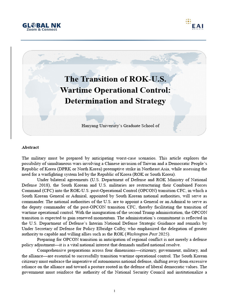 ROK-U.S. OPCON Transition Strategy | PDF | World Politics | South Korea