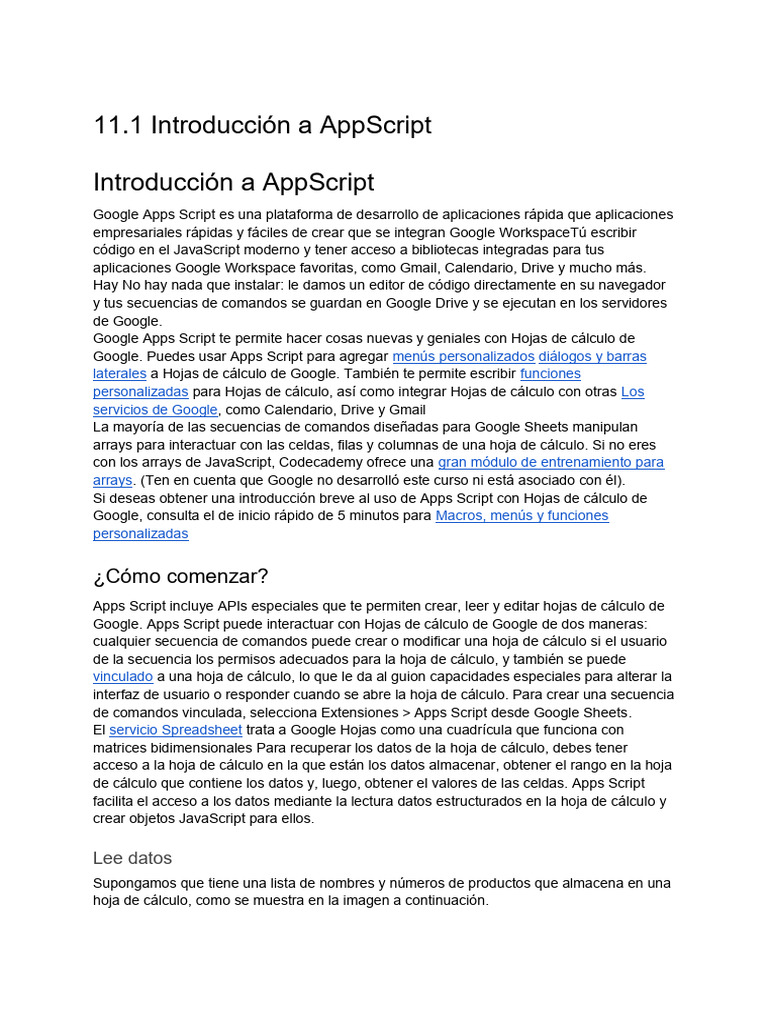Introducción a Google Apps Script | PDF | Hoja de cálculo | Software de ...