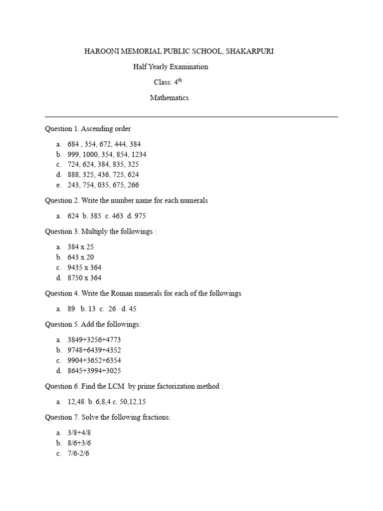 4th Math | PDF