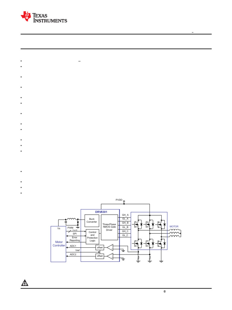 DRV8301 Three-Phase Motor Driver | PDF | Amplifier | Field Effect ...