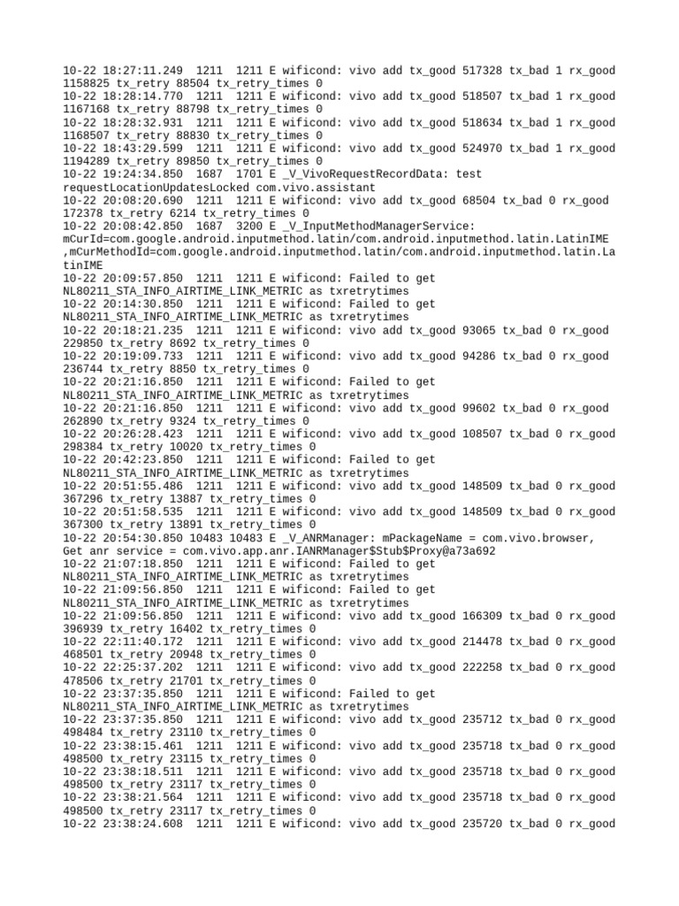 Vivo WiFi Performance Log Analysis | PDF | System Software | Operating ...
