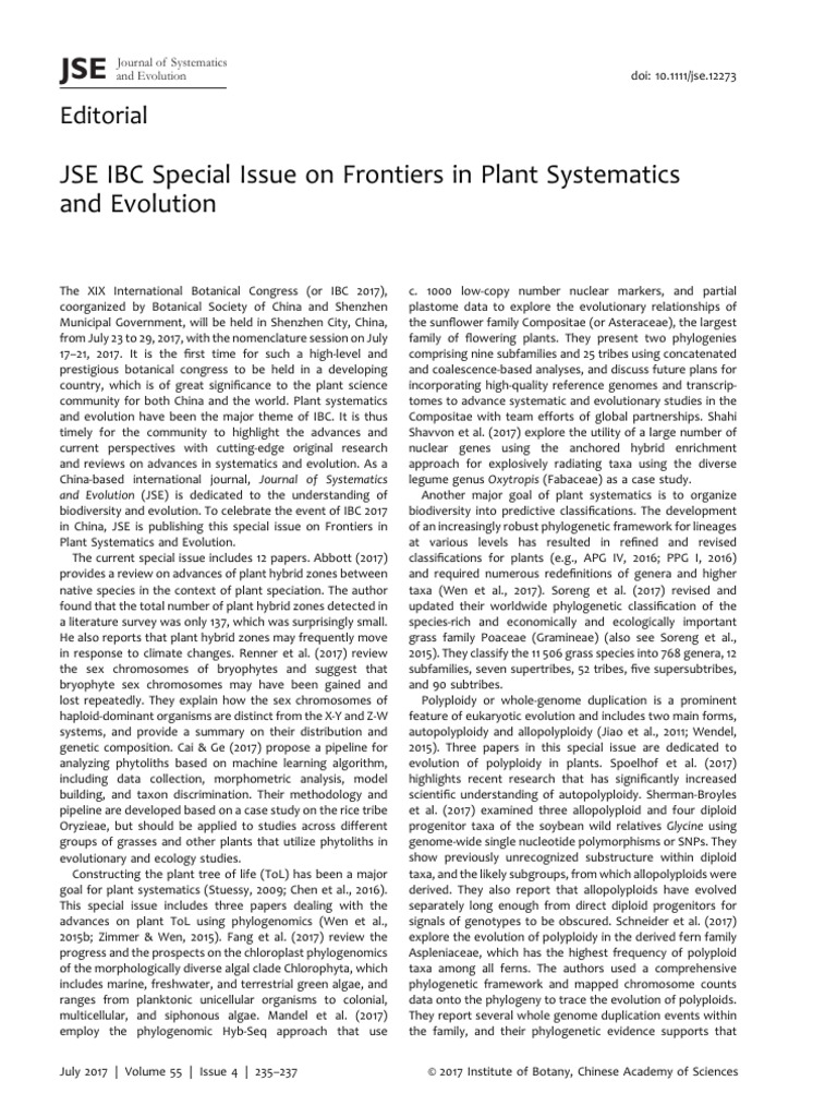 Frontiers in Plant Systematics 2017 | PDF | Evolution | Ploidy