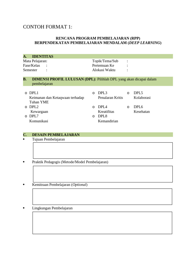 RPP Pembelajaran Deep Learning Terstruktur | PDF