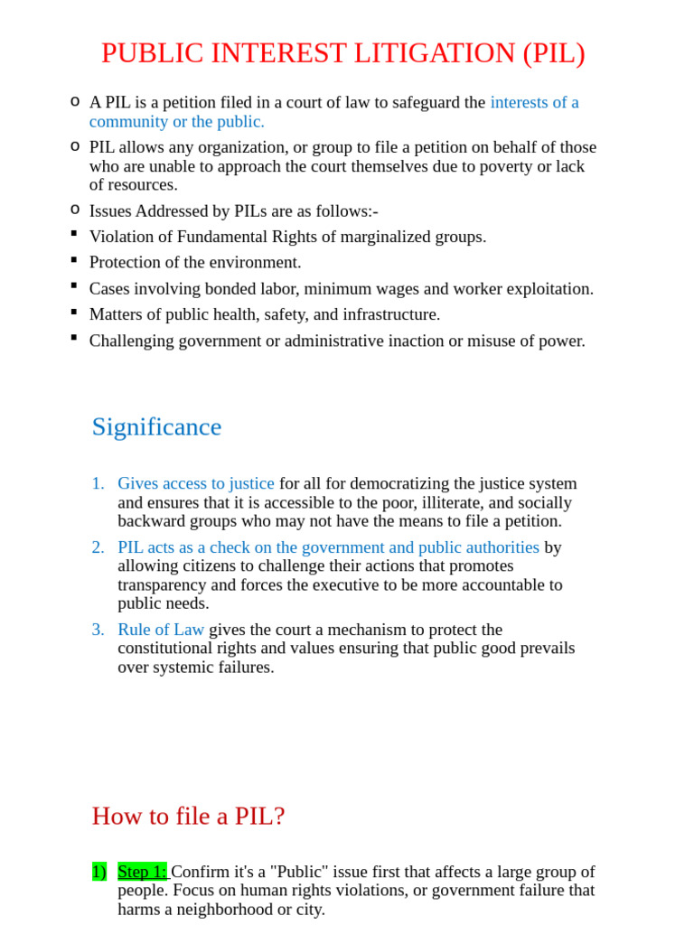 Understanding Public Interest Litigation (PIL) | PDF | Justice | Crime ...