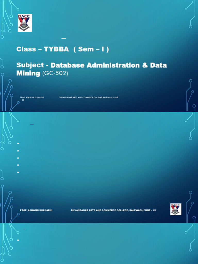 CG 502 Database Administration Data Mining | PDF | Databases | Database ...