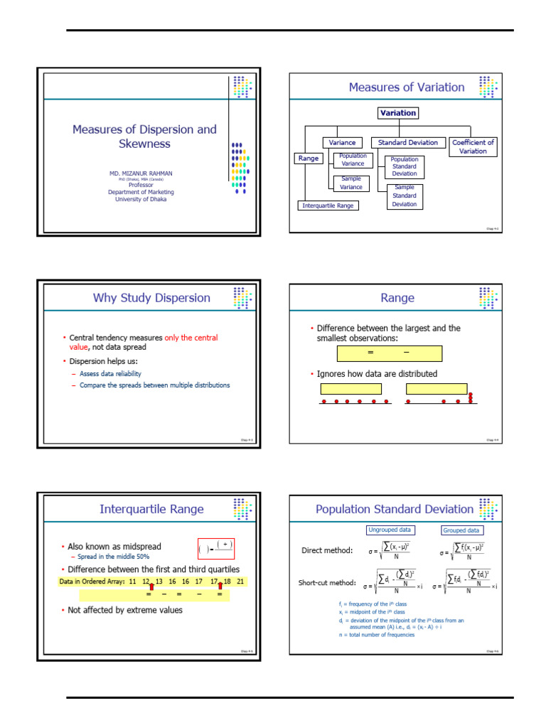 Measures of Dispersion in Statistics | PDF | Coefficient Of Variation ...