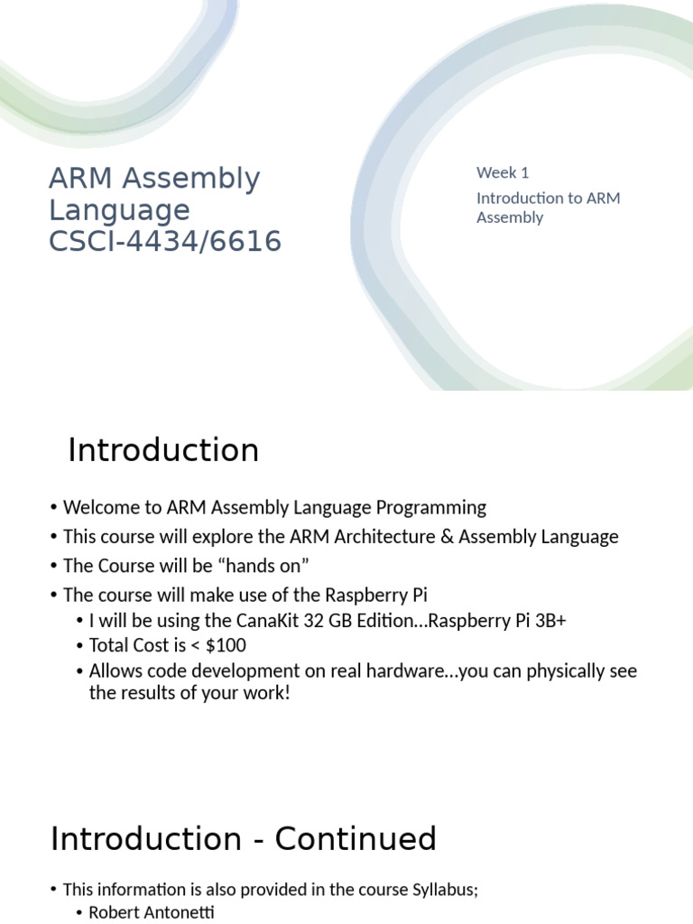 Introduction to ARM Assembly Course | PDF | Computer Architecture ...
