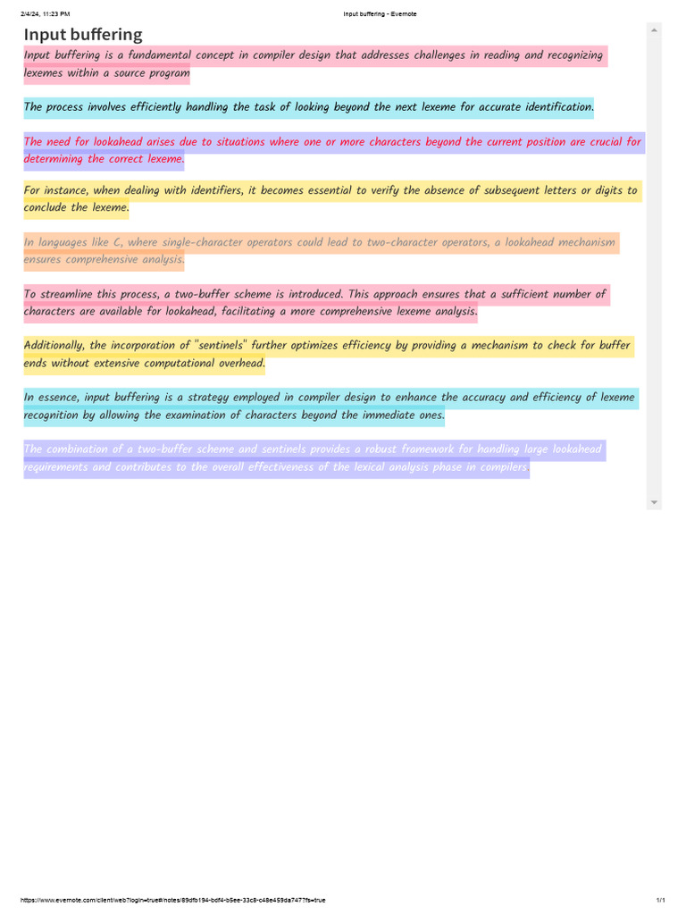 Input Buffering - Evernote | PDF