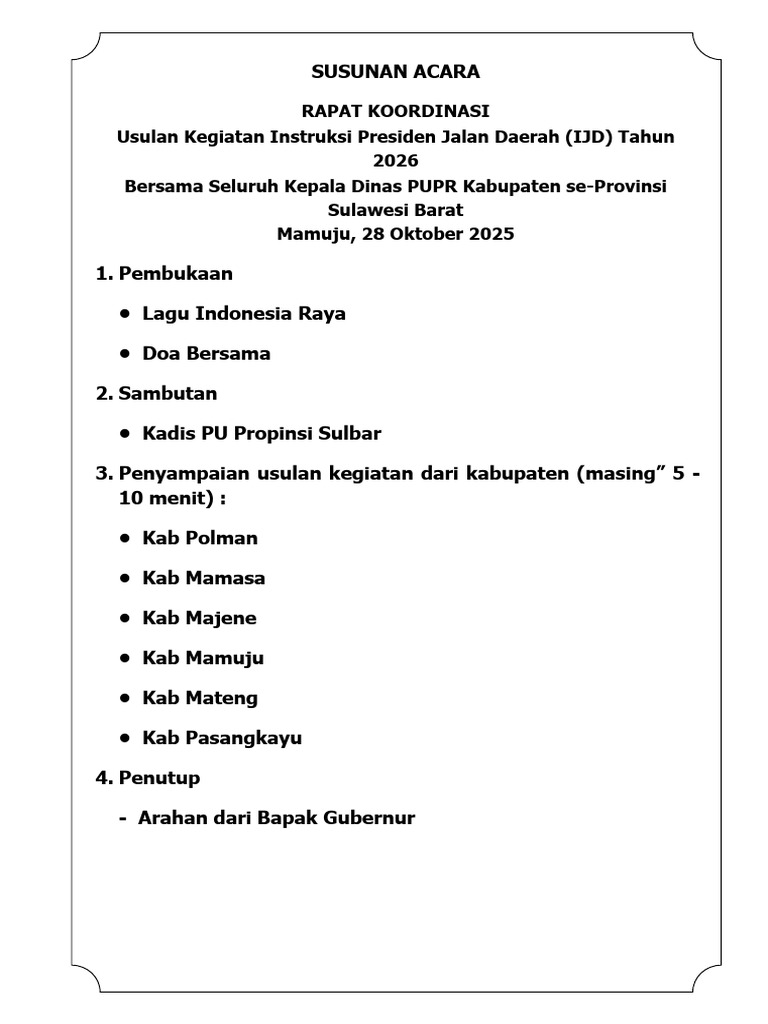 Rapat Koordinasi Usulan IJD 2026 Sulbar | PDF