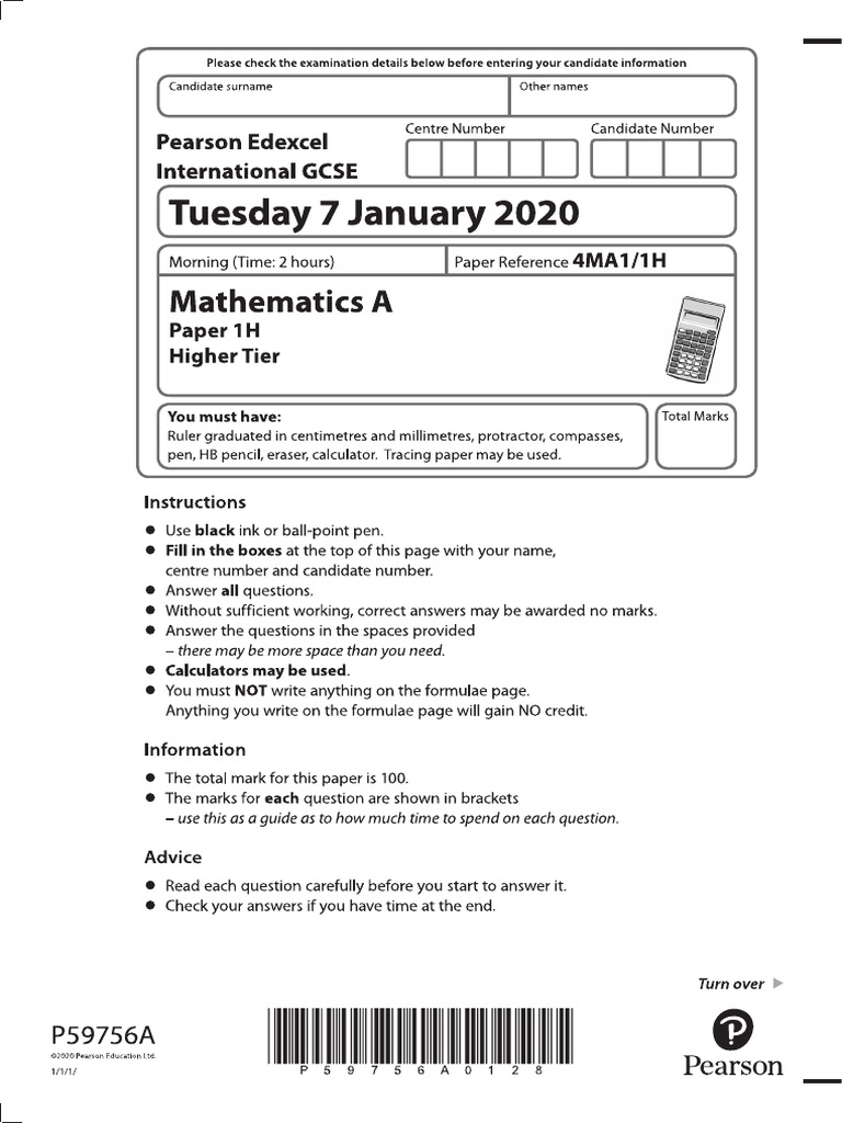 IGCSE Mathematics Exam Instructions | PDF | Slope | Elementary Geometry