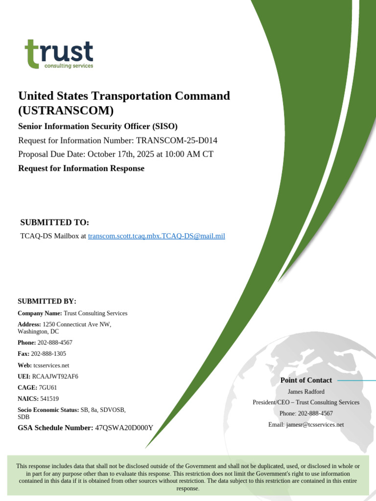 USTRANSCOM RFI TRANSCOM-25-D014 Response | PDF | Security | Computer ...