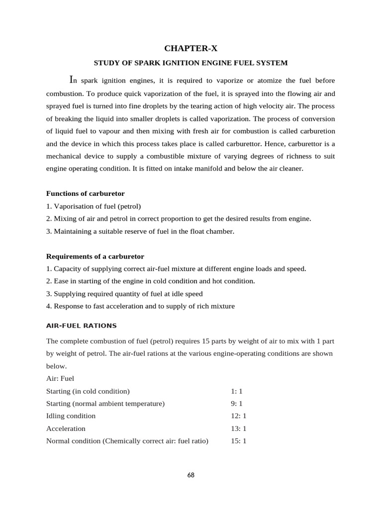 Spark Ignition Engine Carburetor Study | PDF | Carburetor | Throttle