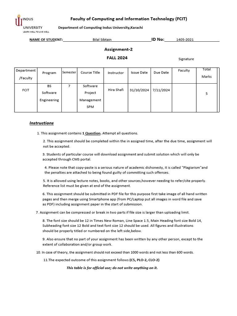 Software Project Management Assignment 2 | PDF | Project Management ...