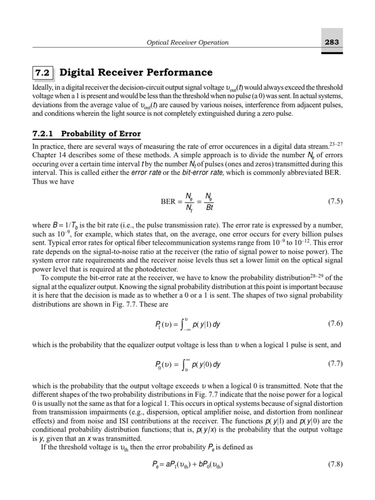 Digital Optical Receiver Error Analysis | PDF | Normal Distribution ...