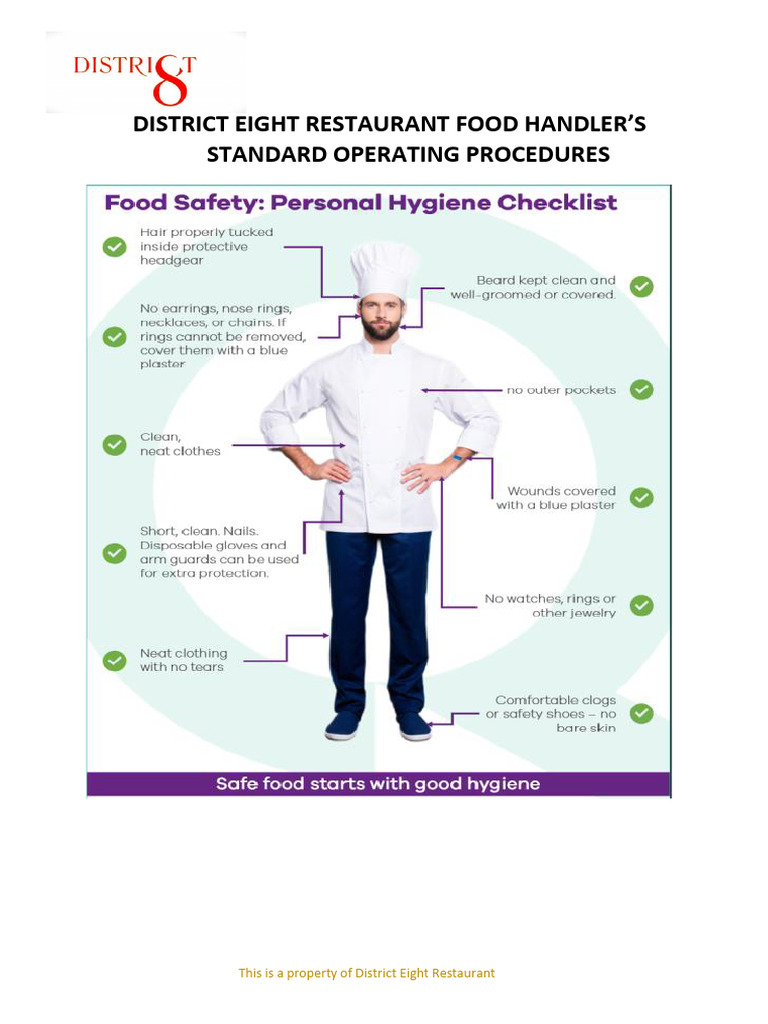 District Eight Restaurant SOPs | PDF | Knife | Sink