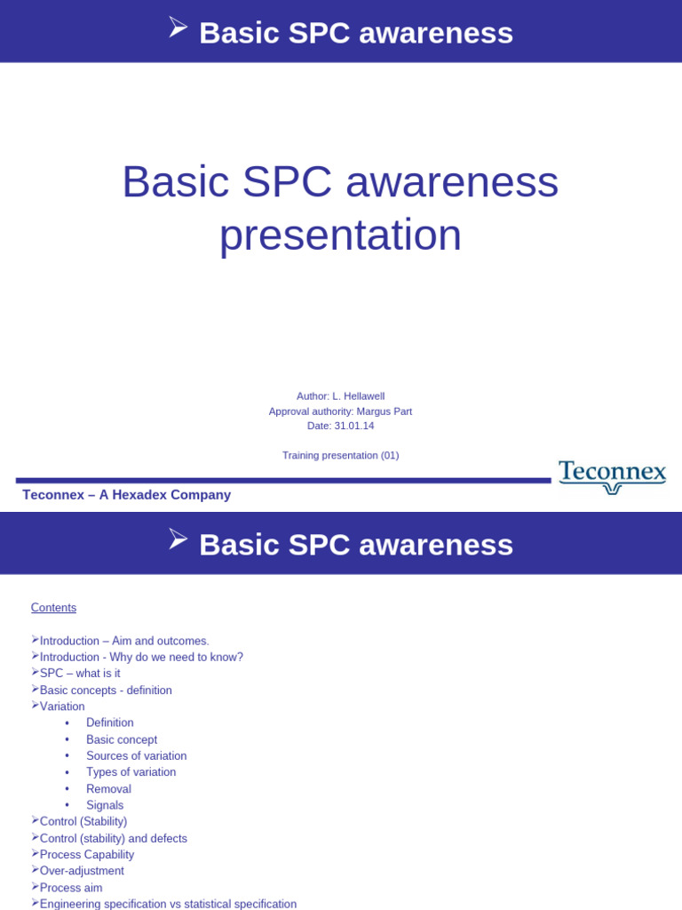 Basic SPC Awareness Training Guide | PDF | Statistics | Engineering ...