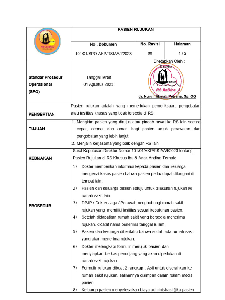 Sop Pasien Rujukan | PDF