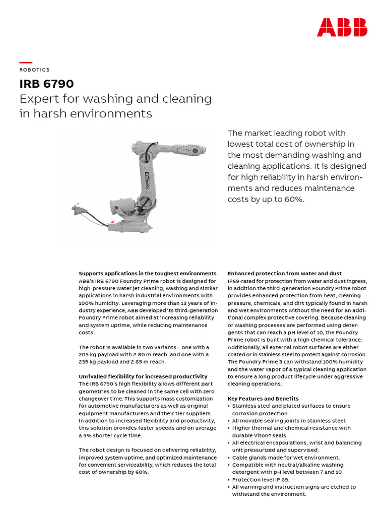 ABB IRB 6790: Robust Cleaning Robot | PDF | Stainless Steel | Rotation