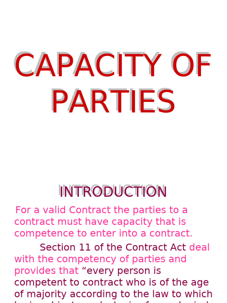 Contractual Capacity of Parties Explained | PDF | Legal Liability | Law ...