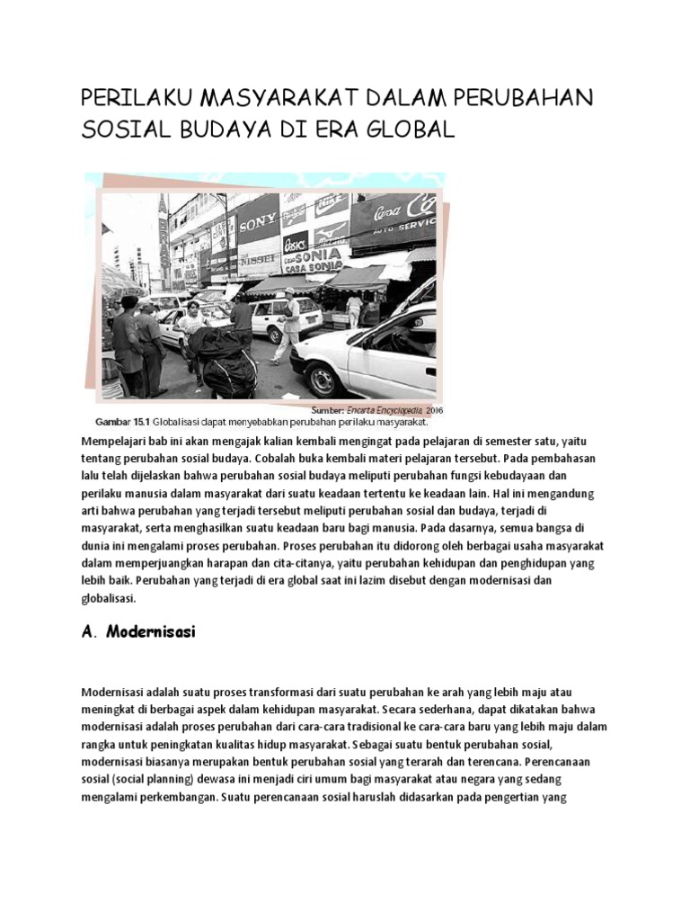 Perilaku Masyarakat Dalam Perubahan Sosial Budaya Di Era Global