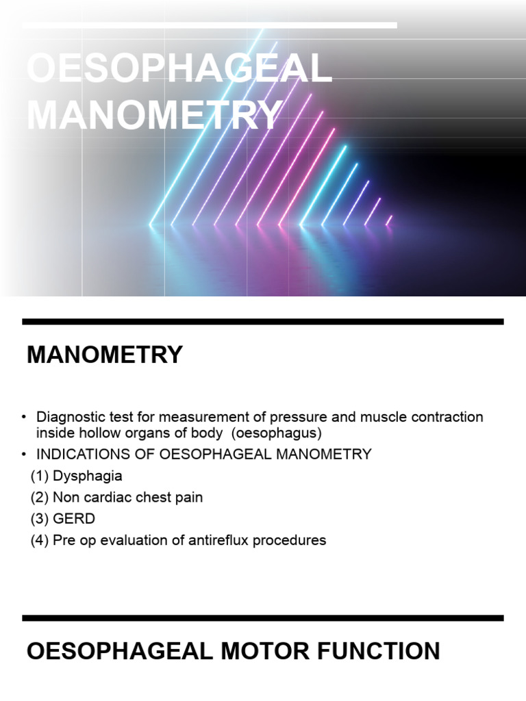 Oesophageal Manometry Overview and Guidelines | PDF