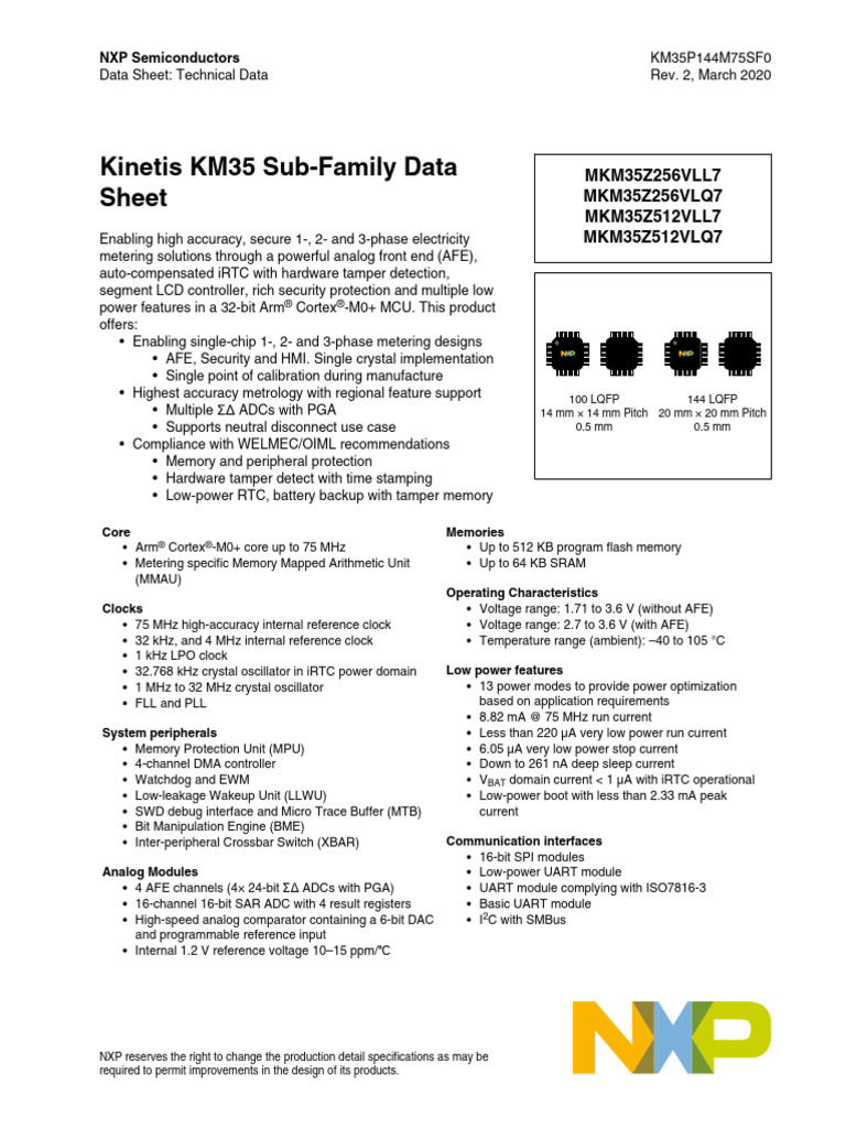 Kinetis KM35 Data Sheet Overview | PDF | Hertz | Electronic Circuits
