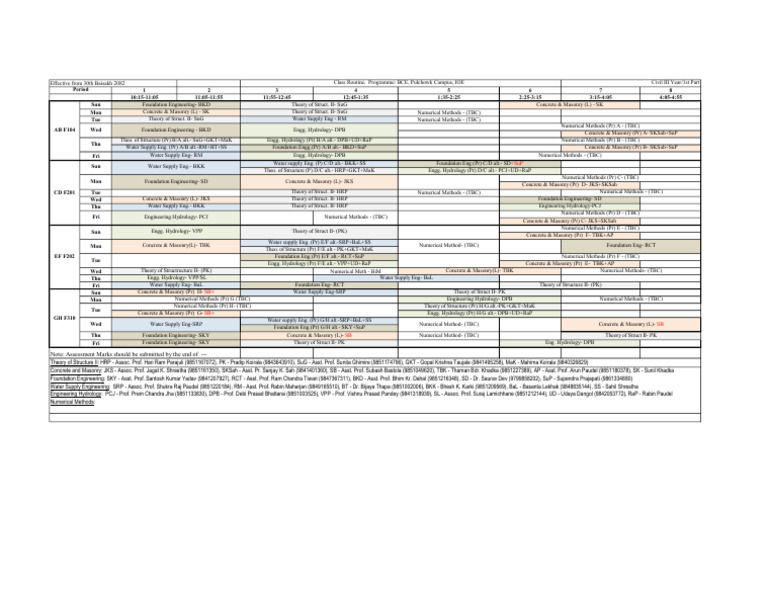 Class Routine III-I Civil (Draft) | PDF | Earth Sciences