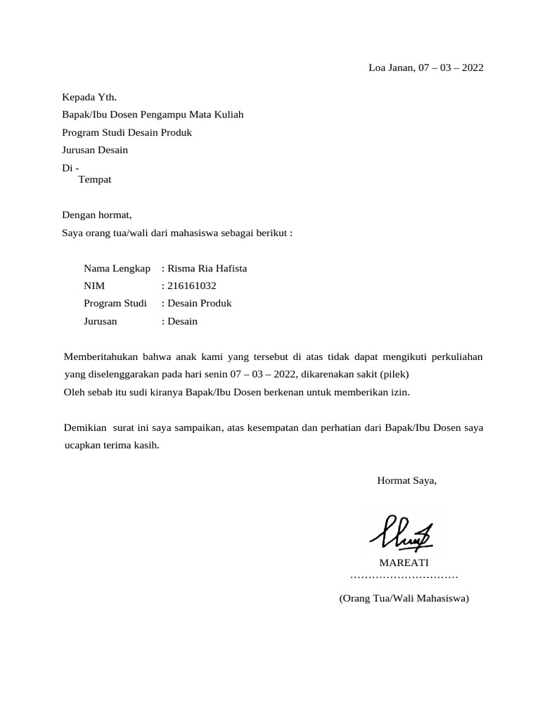 Form Surat Izin | PDF