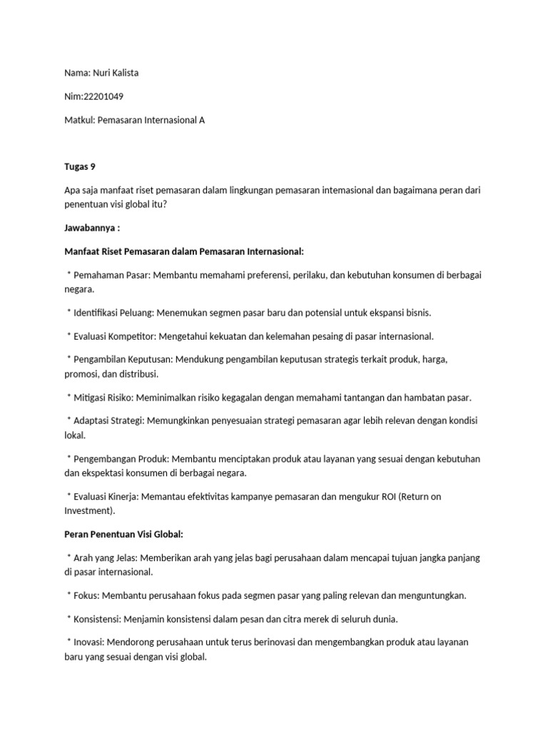 Manfaat Riset Pemasaran Global | PDF
