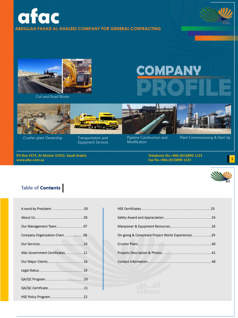 AFAC: Leading Contractor in KSA | PDF | Loader (Equipment) | Saudi Arabia