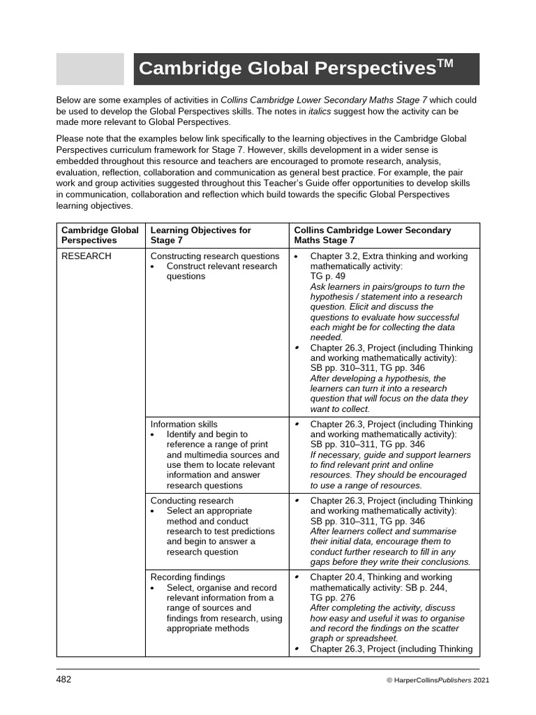 Global Perspectives in Stage 7 Maths | PDF | Mathematics | Curriculum