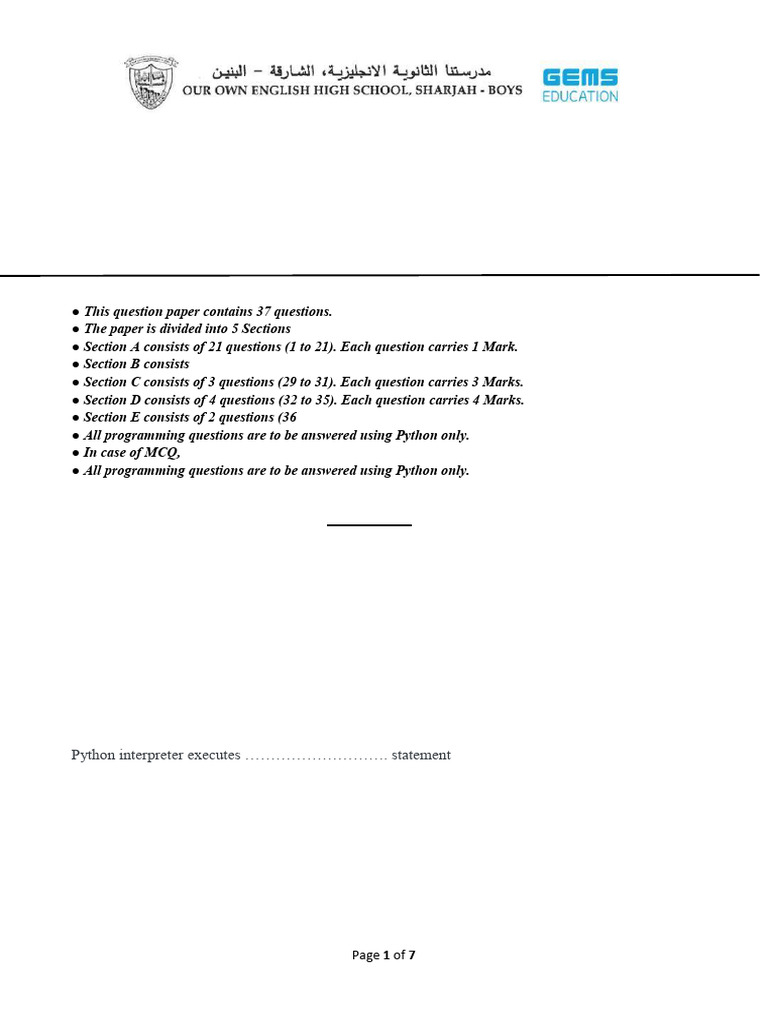 Computer Science Sample Exam Paper | PDF | Computer Architecture ...