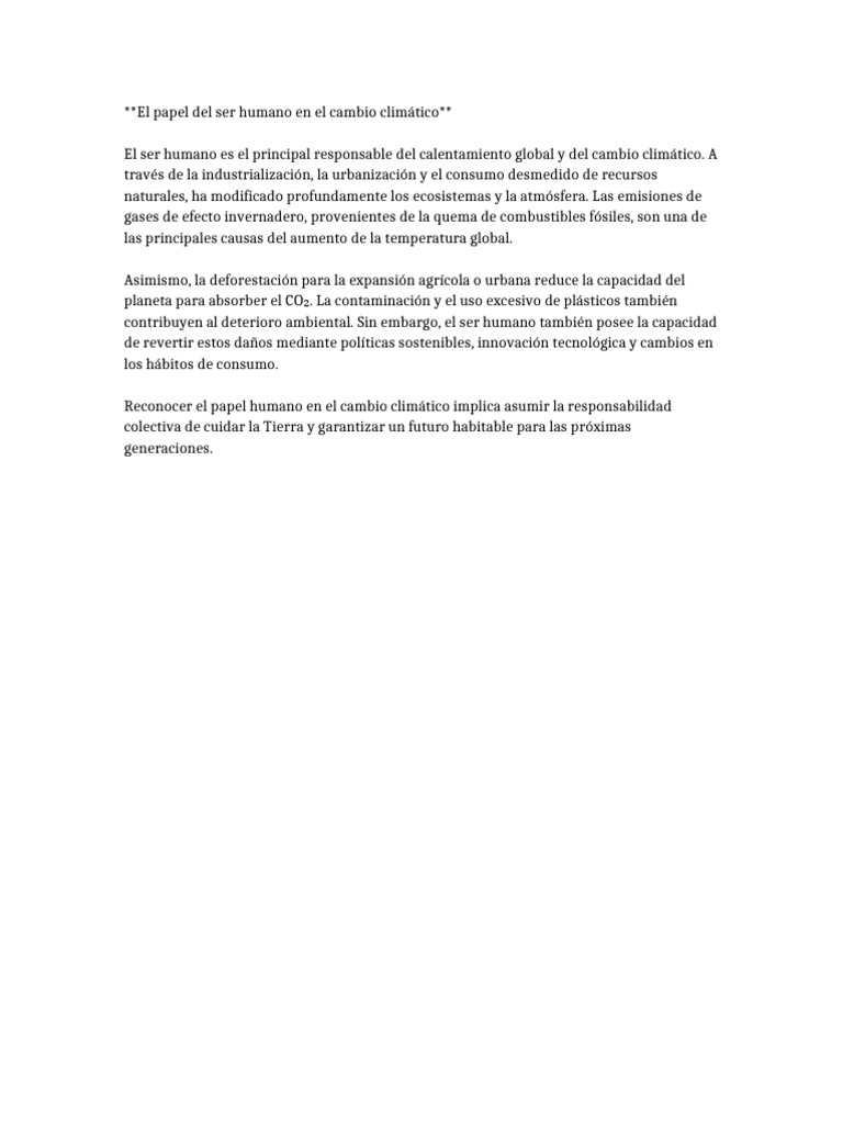 El Papel Del Ser Humano en El Cambio Climático | PDF