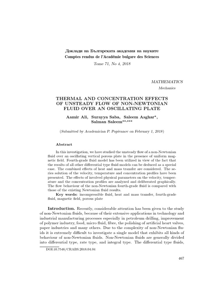 Non-Newtonian Fluid Flow Analysis | PDF | Fluid Dynamics | Equations